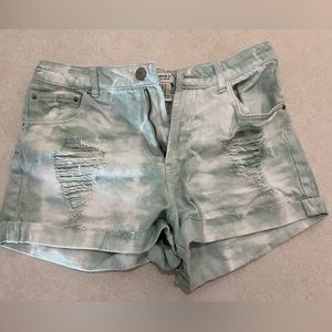 Forever 21 Distressed Tie-Dye Denim Short